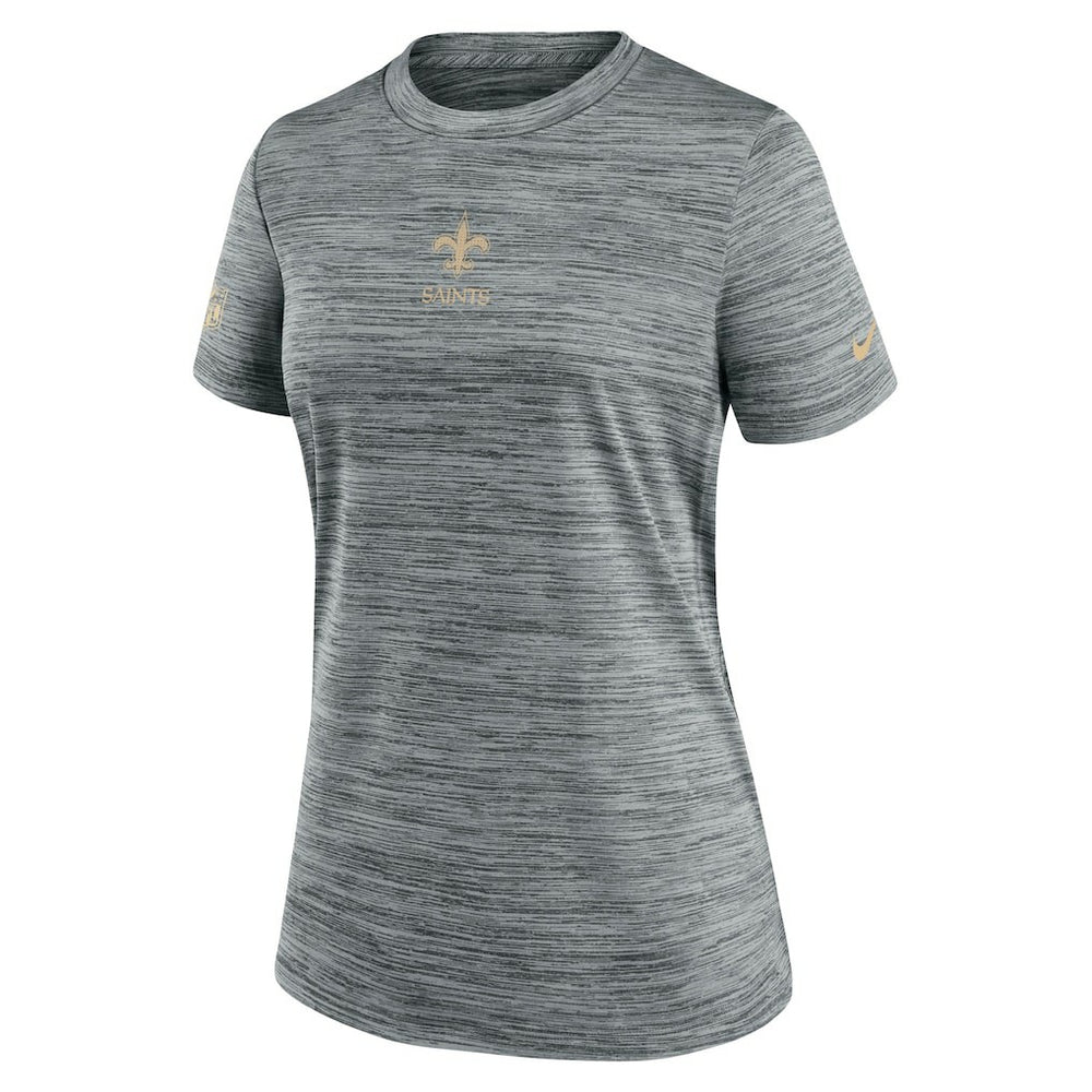 New Orleans Saints Women's Sideline Velocity Dri-FIT T-Shirt Gray | Nike for Sale