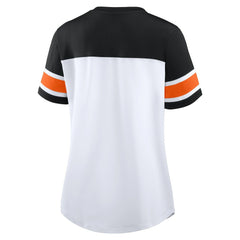 Cincinnati Bengals Women's Athena Rhinestone Lace-Up V-Neck T-Shirt White/Black | Fanatics
