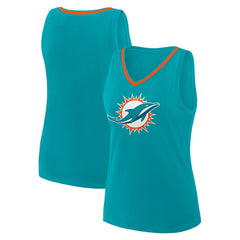 Miami Dolphins Logo Athletic Women's Stellar Win V-Neck Tank Top Aqua | NFL