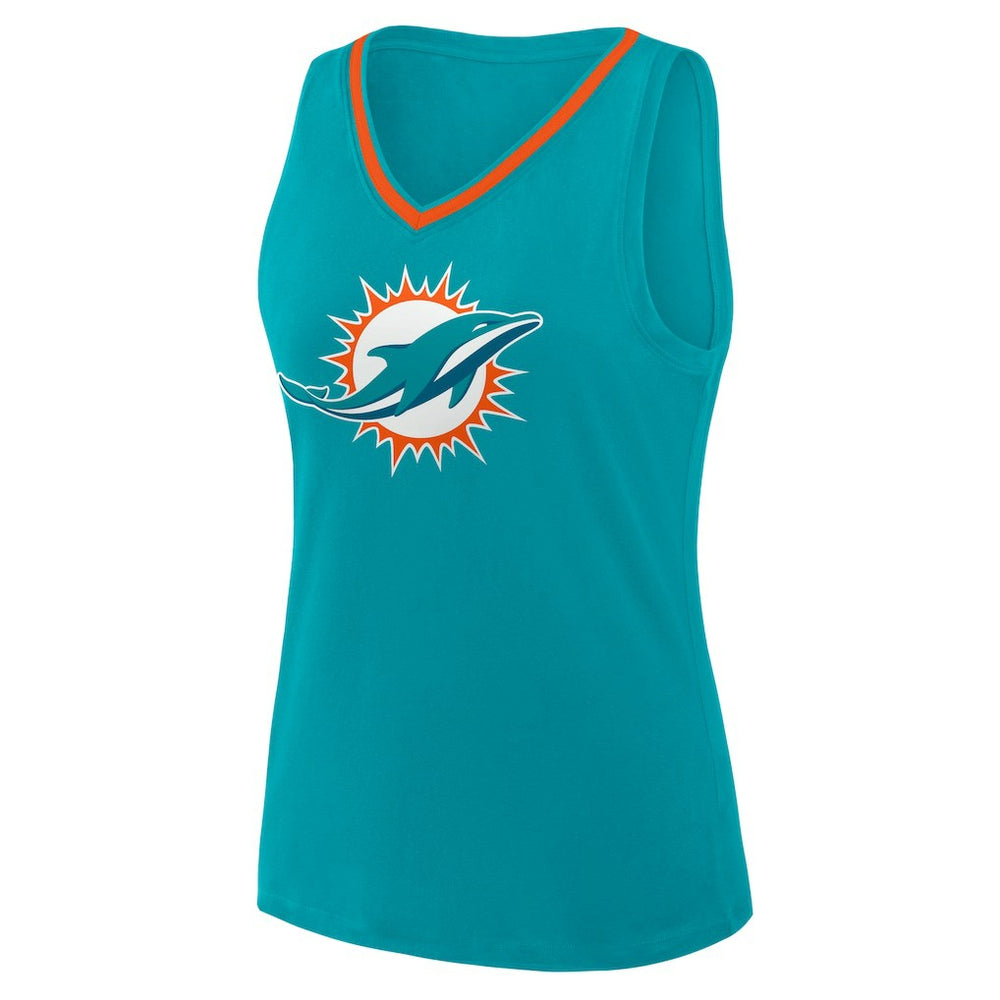 Miami Dolphins Logo Athletic Women's Stellar Win V-Neck Tank Top Aqua | NFL