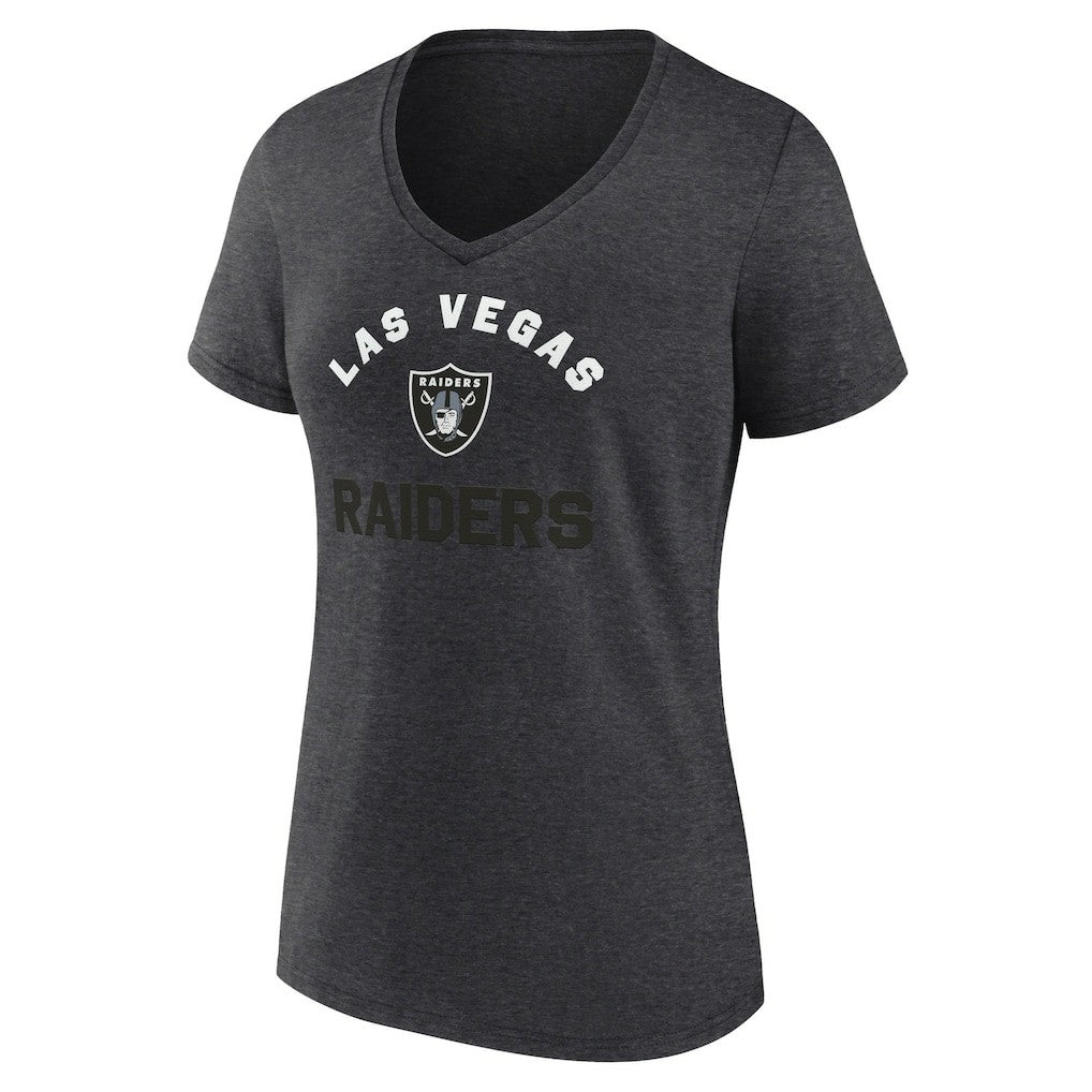 Las Vegas Raiders Logo Athletic Women's Unrivaled V-Neck T-Shirt Heather Charcoal | NFL