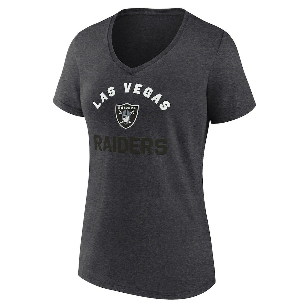 Las Vegas Raiders Logo Athletic Women's Unrivaled V-Neck T-Shirt Heather Charcoal | NFL