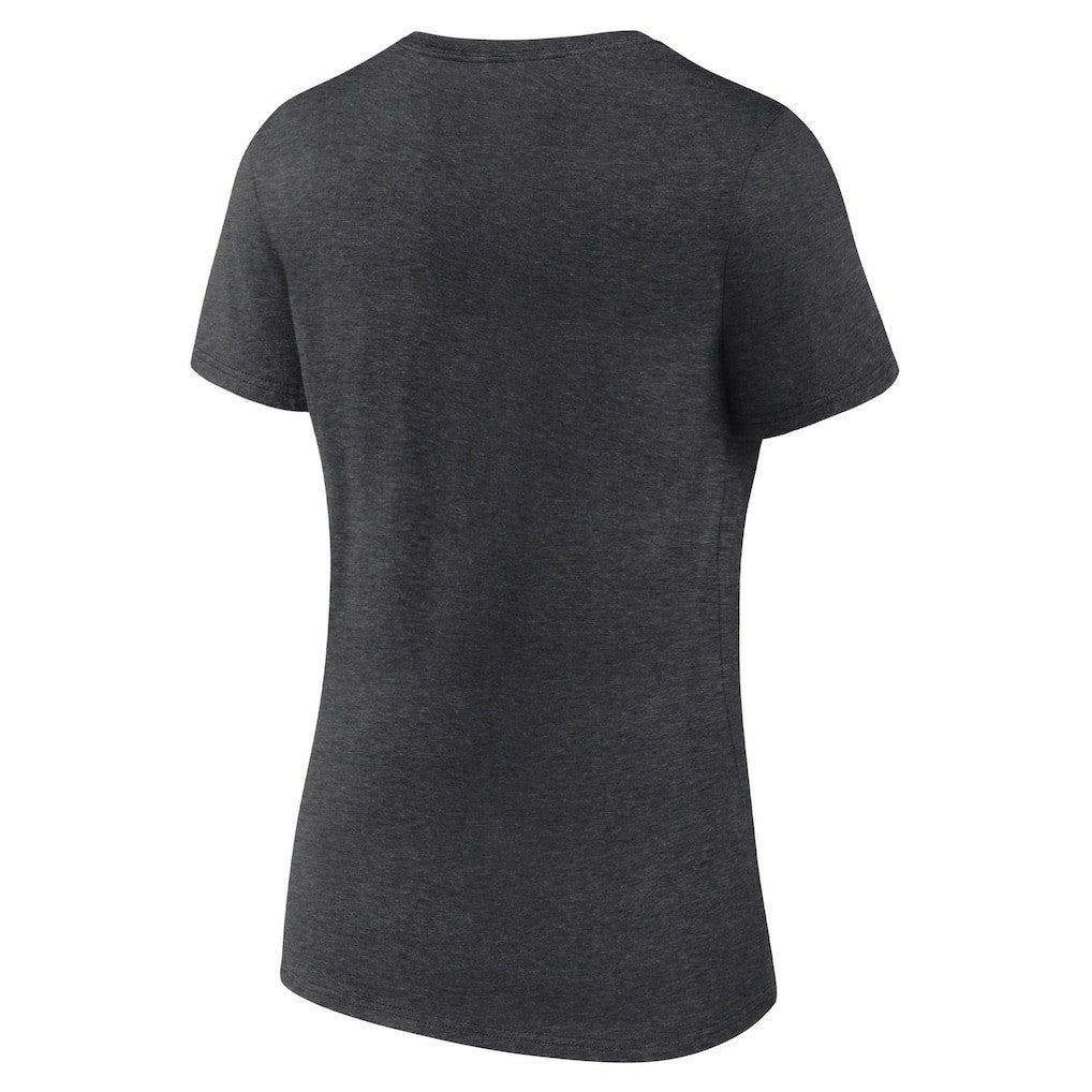 Las Vegas Raiders Logo Athletic Women's Unrivaled V-Neck T-Shirt Heather Charcoal | NFL