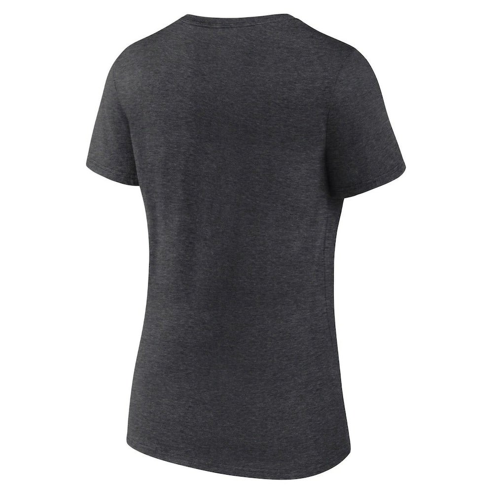 Las Vegas Raiders Logo Athletic Women's Unrivaled V-Neck T-Shirt Heather Charcoal | NFL