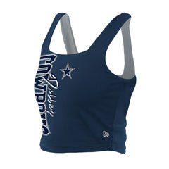 Dallas Cowboys New Era Women's Reversible Cropped Sport Classics Tank Top Navy/Gray | NFL
