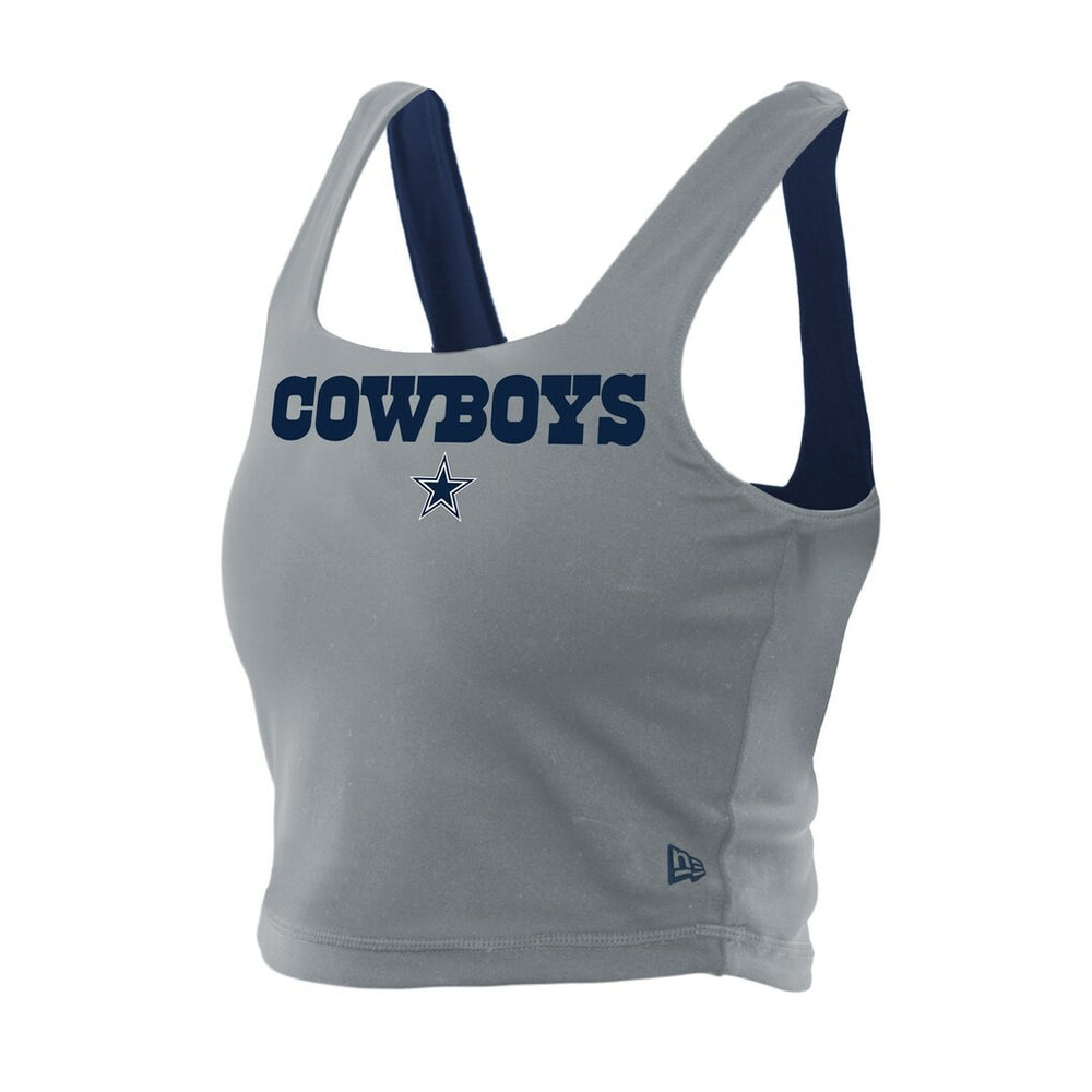 Dallas Cowboys New Era Women's Reversible Cropped Sport Classics Tank Top Navy/Gray | NFL