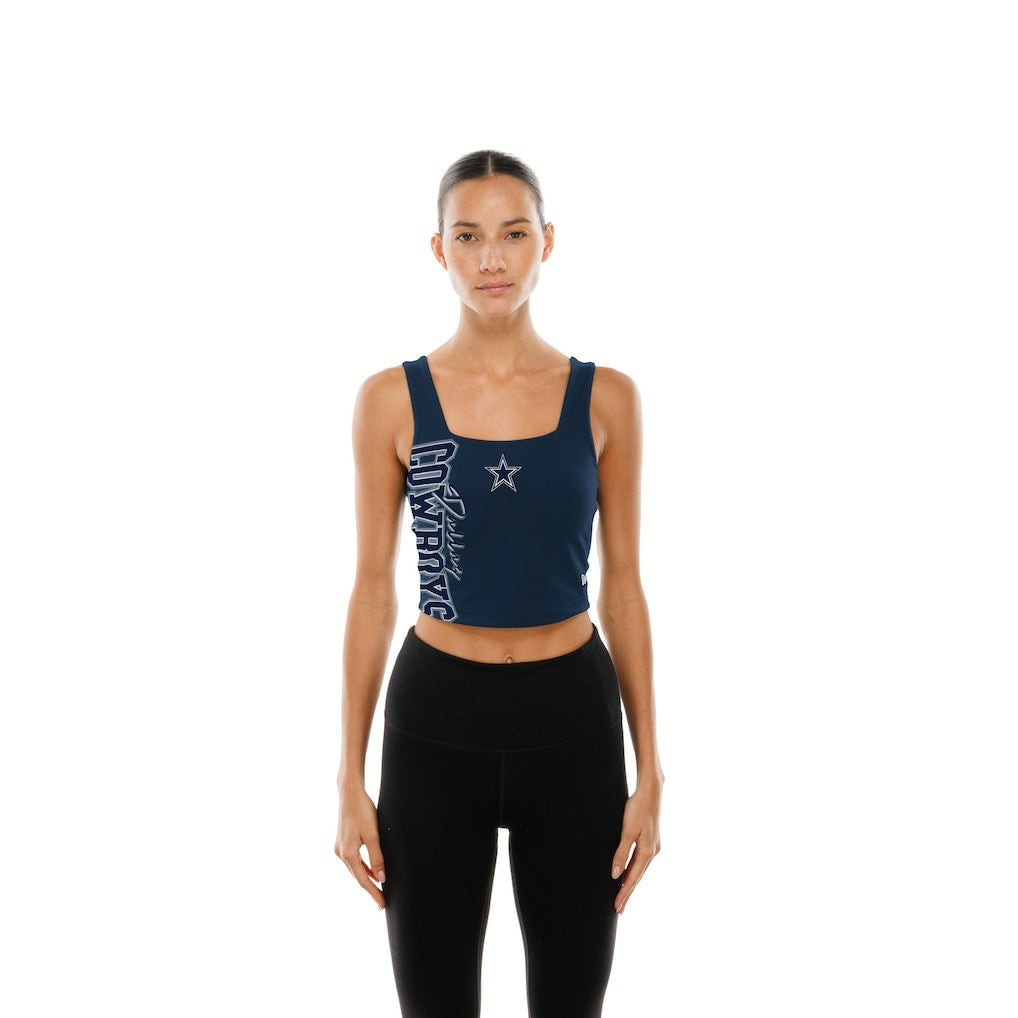 Dallas Cowboys New Era Women's Reversible Cropped Sport Classics Tank Top Navy/Gray | NFL