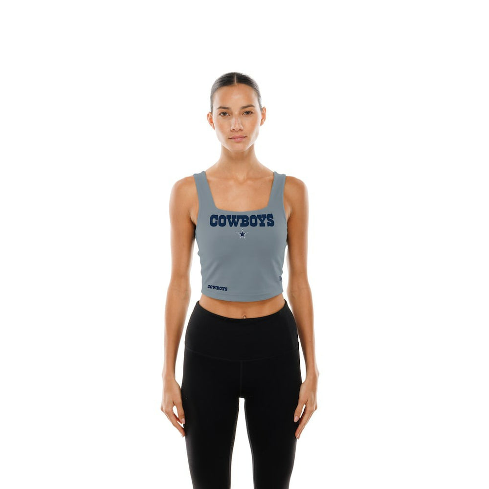 Dallas Cowboys New Era Women's Reversible Cropped Sport Classics Tank Top Navy/Gray | NFL