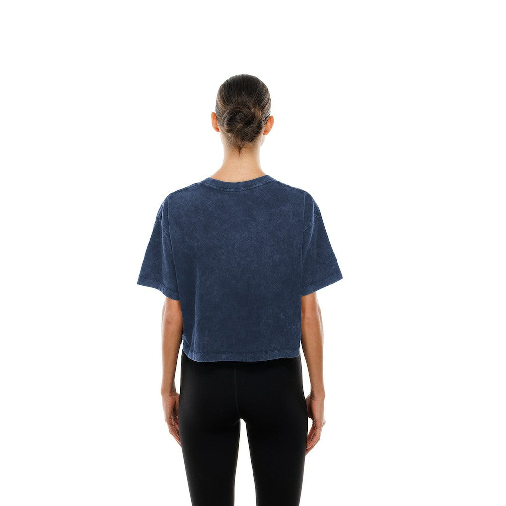 Dallas Cowboys New Era Women's Cropped Boxy Sport Classics Mineral Wash T-Shirt Navy | NFL