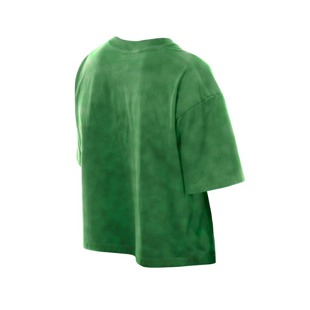 Philadelphia Eagles New Era Women's Cropped Boxy Sport Classics Mineral Wash T-Shirt Kelly Green | NFL