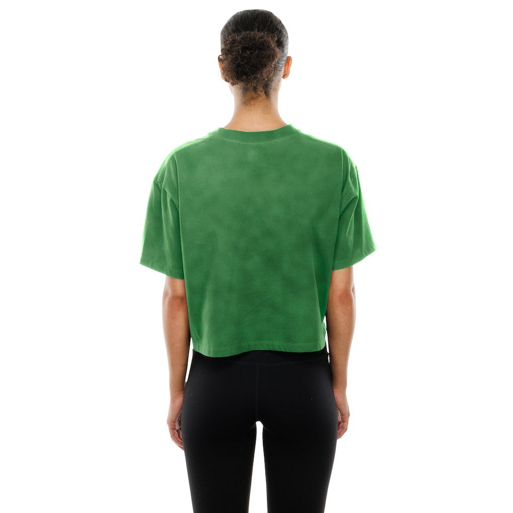 Philadelphia Eagles New Era Women's Cropped Boxy Sport Classics Mineral Wash T-Shirt Kelly Green | NFL