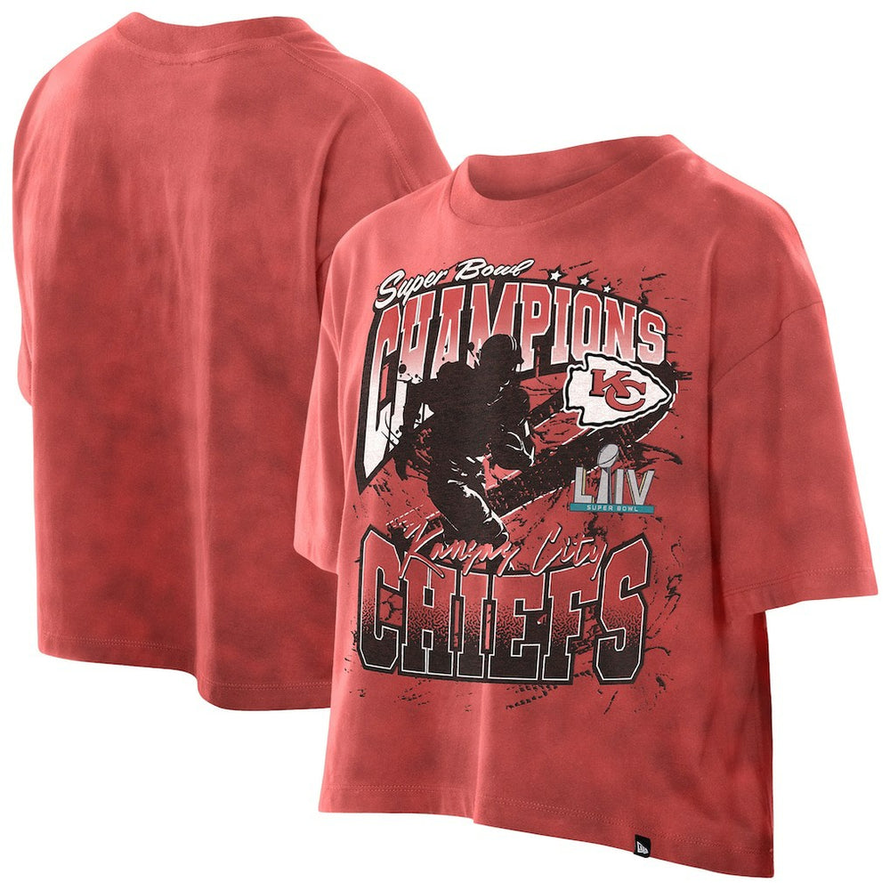 Kansas City Chiefs New Era Women's Cropped Boxy Sport Classics Mineral Wash T-Shirt Red | NFL