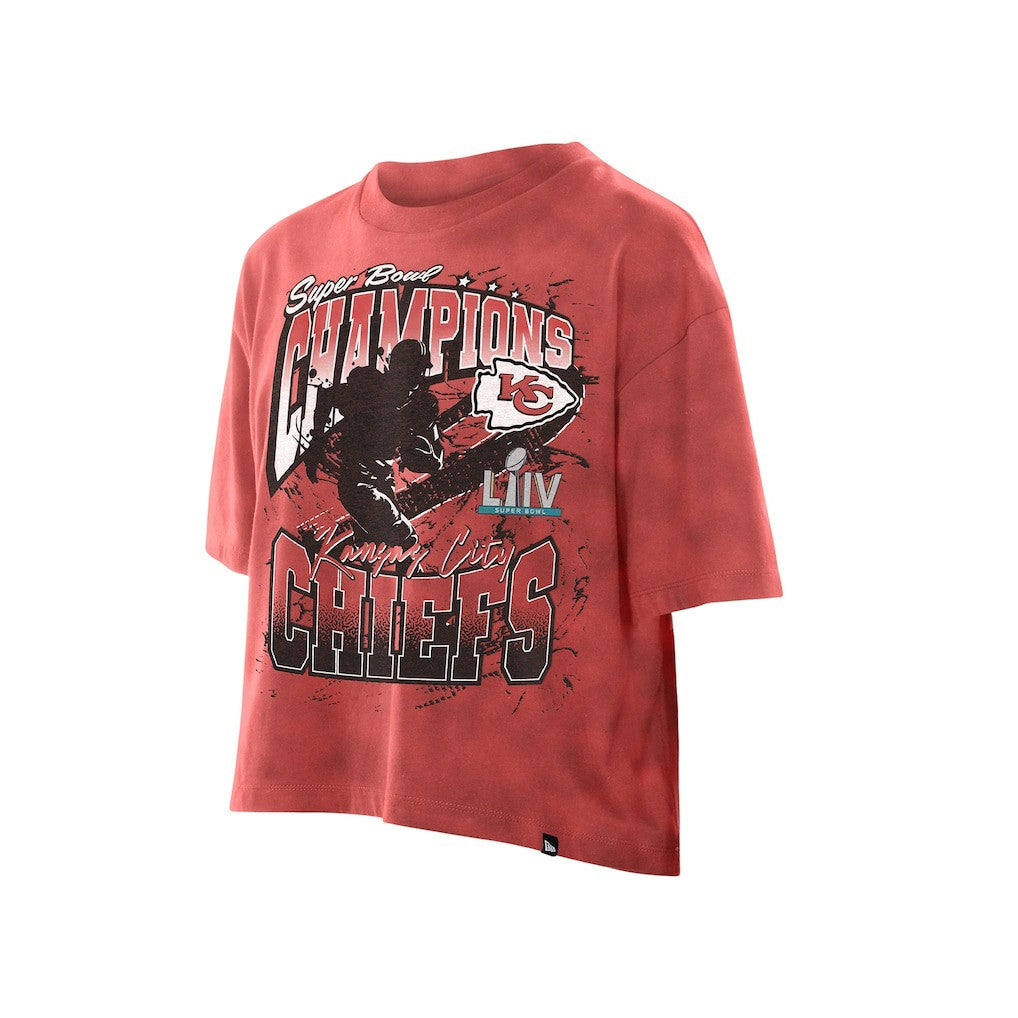 Kansas City Chiefs New Era Women's Cropped Boxy Sport Classics Mineral Wash T-Shirt Red | NFL