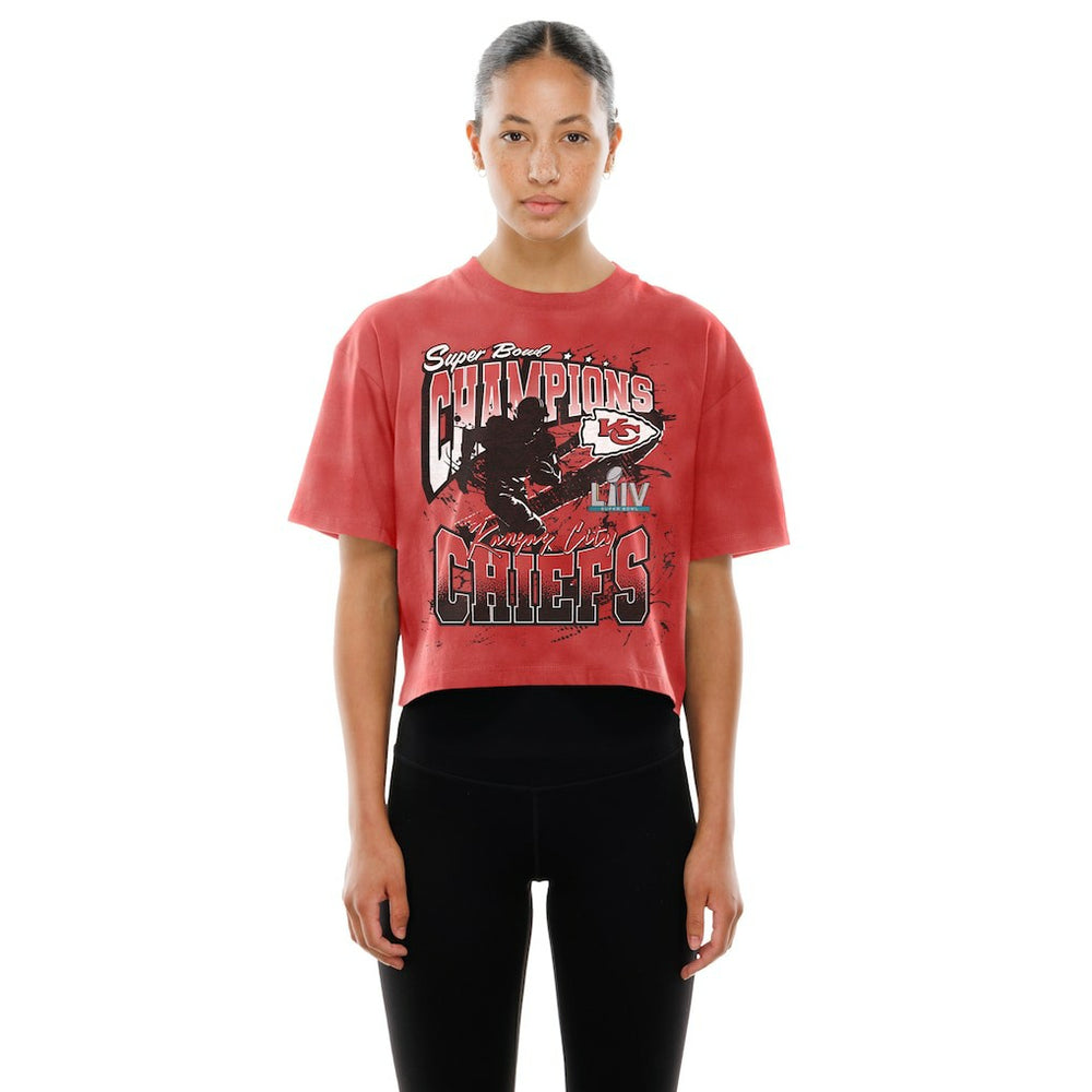 Kansas City Chiefs New Era Women's Cropped Boxy Sport Classics Mineral Wash T-Shirt Red | NFL
