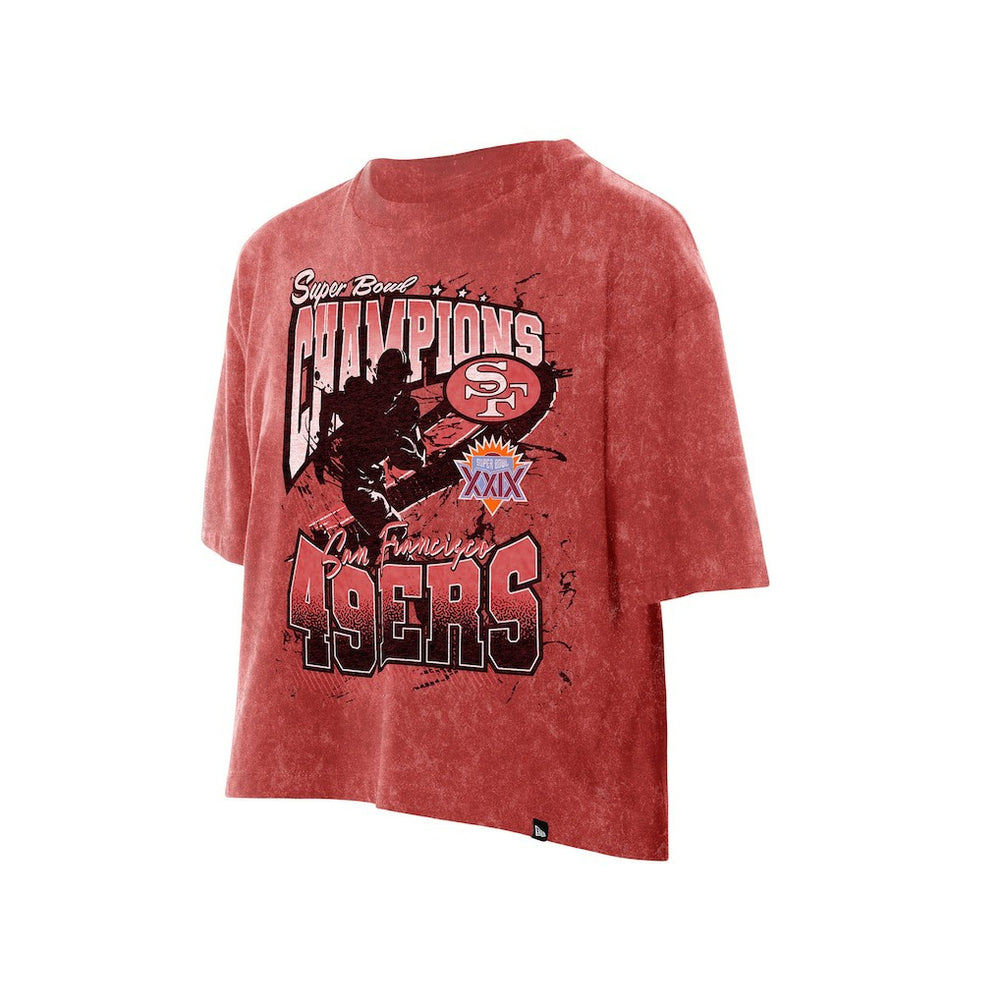 San Francisco 49ers New Era Women's Cropped Boxy Sport Classics Mineral Wash T-Shirt Scarlet | NFL