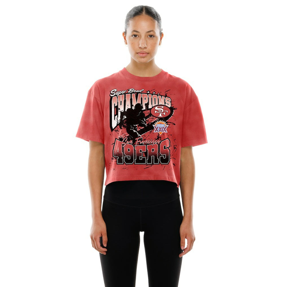 San Francisco 49ers New Era Women's Cropped Boxy Sport Classics Mineral Wash T-Shirt Scarlet | NFL