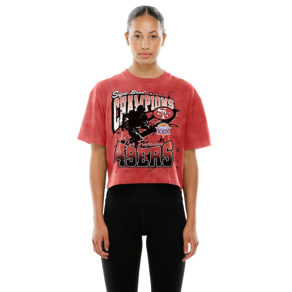 San Francisco 49ers New Era Women's Cropped Boxy Sport Classics Mineral Wash T-Shirt Scarlet | NFL