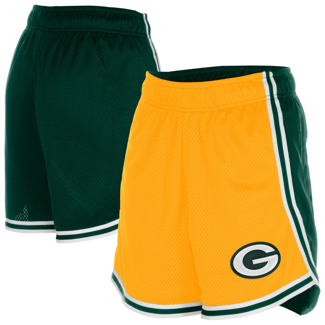 Green Bay Packers New Era Women's Sport Classics Mesh Shorts Gold/Green | NFL