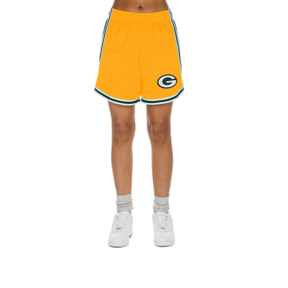 Green Bay Packers New Era Women's Sport Classics Mesh Shorts Gold/Green | NFL