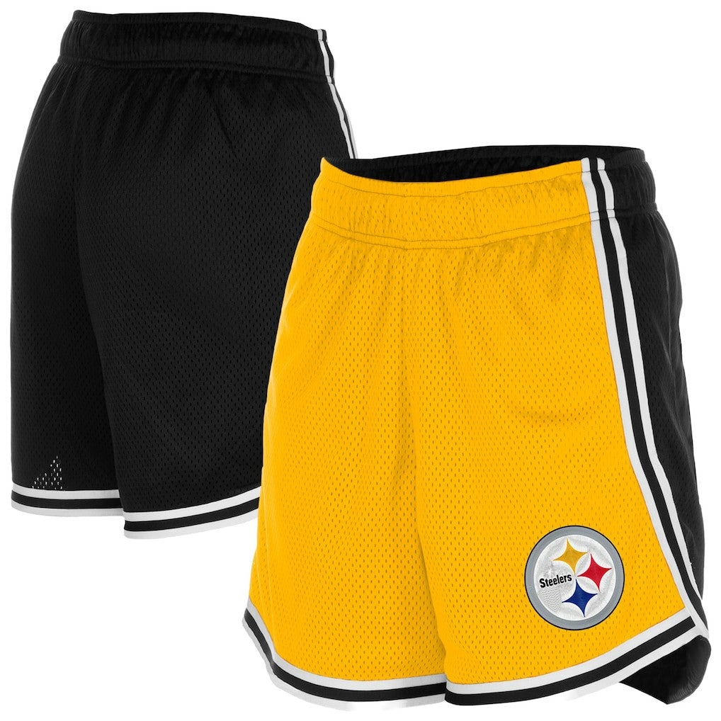 Pittsburgh Steelers New Era Women's Sport Classics Mesh Shorts Gold/Black | NFL