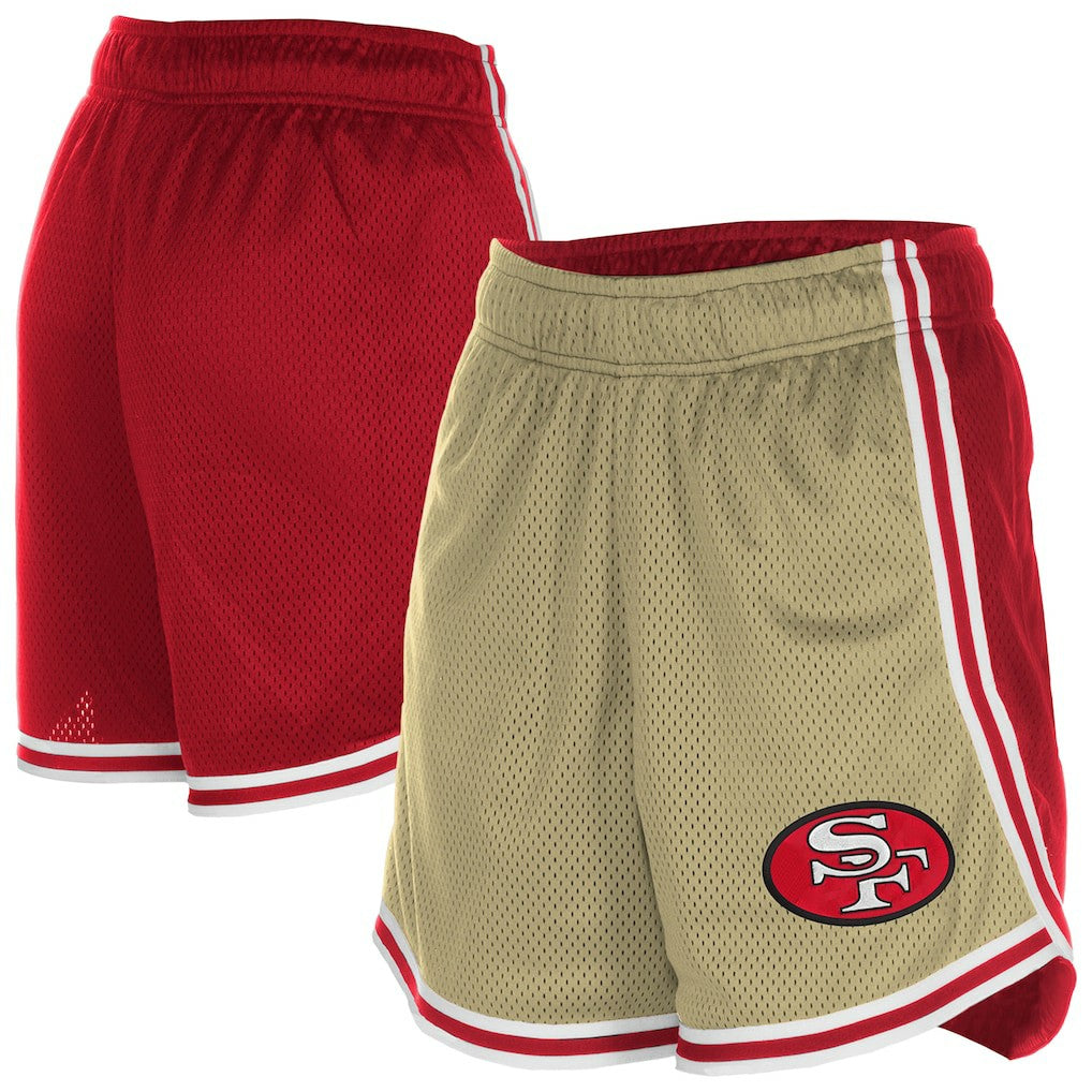 San Francisco 49ers New Era Women's Throwback Sport Classics Mesh Shorts Gold/Scarlet | NFL