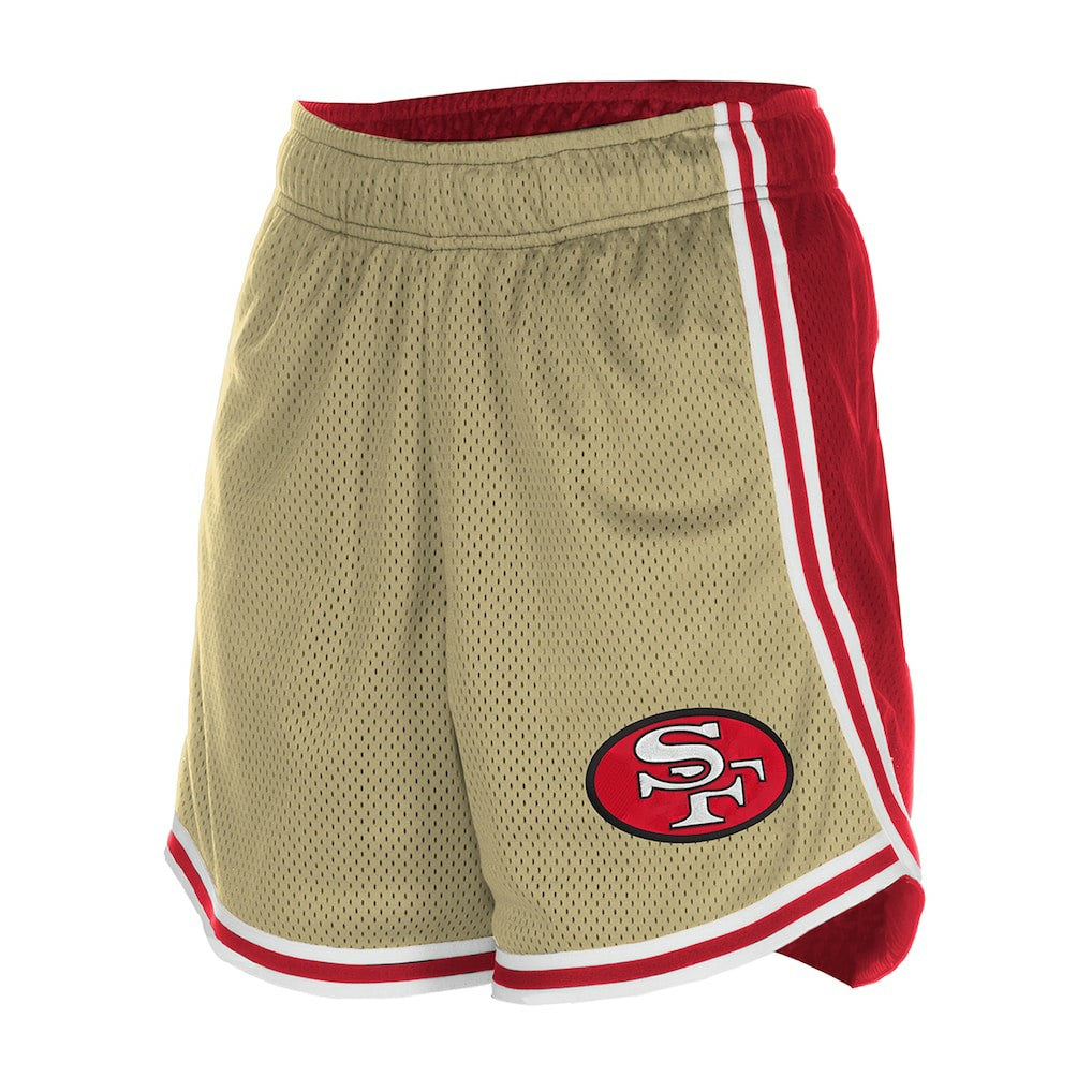 San Francisco 49ers New Era Women's Throwback Sport Classics Mesh Shorts Gold/Scarlet | NFL