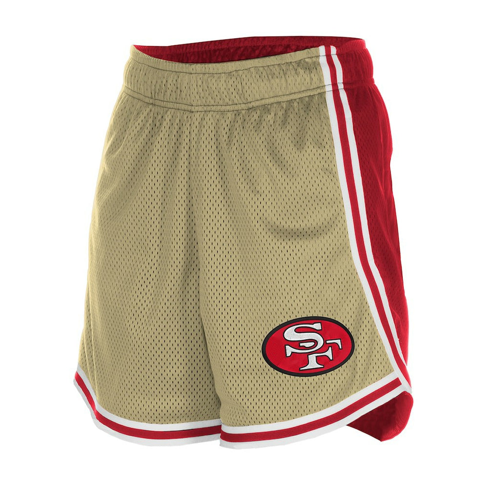 San Francisco 49ers New Era Women's Throwback Sport Classics Mesh Shorts Gold/Scarlet | NFL