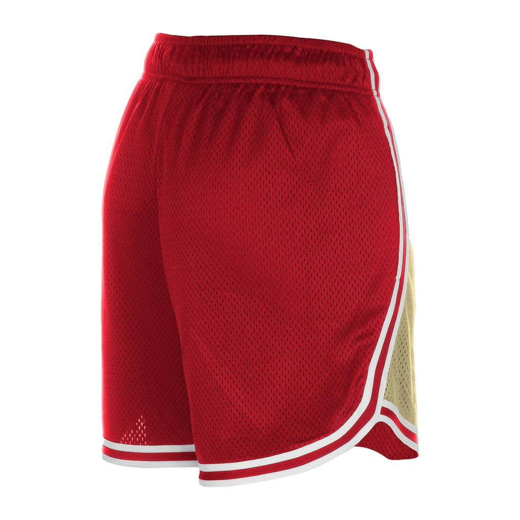 San Francisco 49ers New Era Women's Throwback Sport Classics Mesh Shorts Gold/Scarlet | NFL