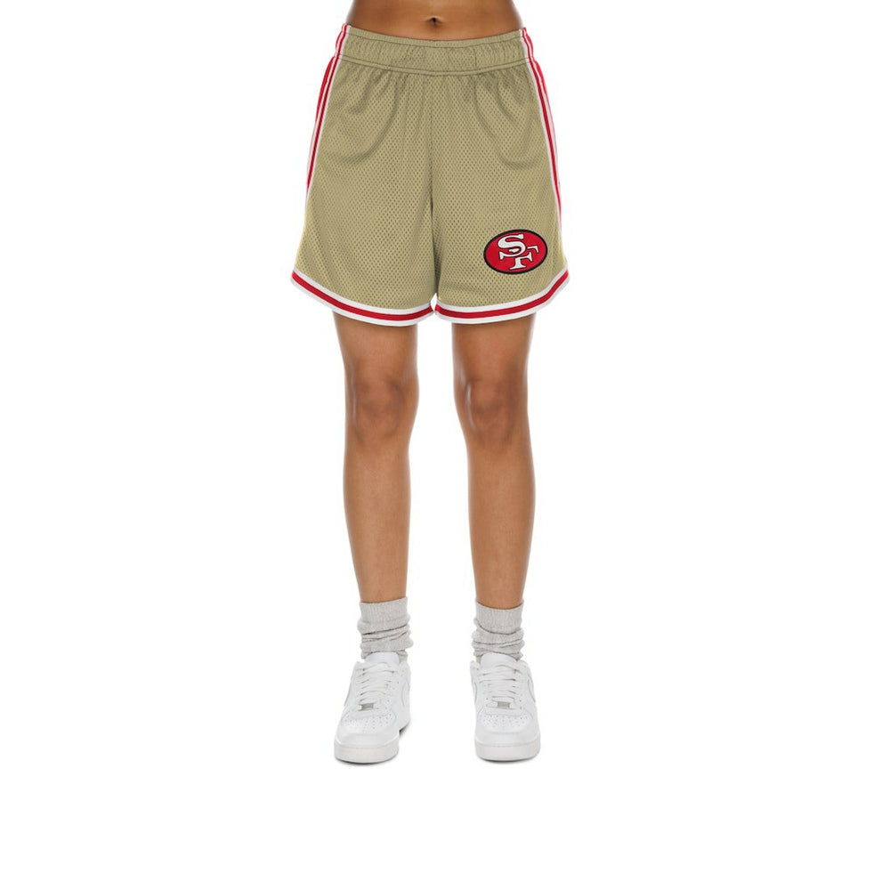 San Francisco 49ers New Era Women's Throwback Sport Classics Mesh Shorts Gold/Scarlet | NFL