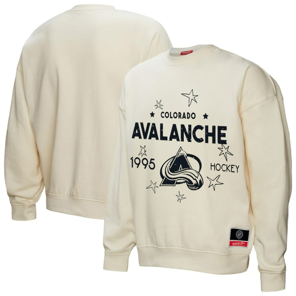Colorado Avalanche Mitchell & Ness Women's Logo 3.0 Pullover Sweatshirt - Cream - NHL