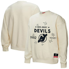 New Jersey Devils Mitchell & Ness Women's Logo 3.0 Pullover Sweatshirt - Cream - NHL