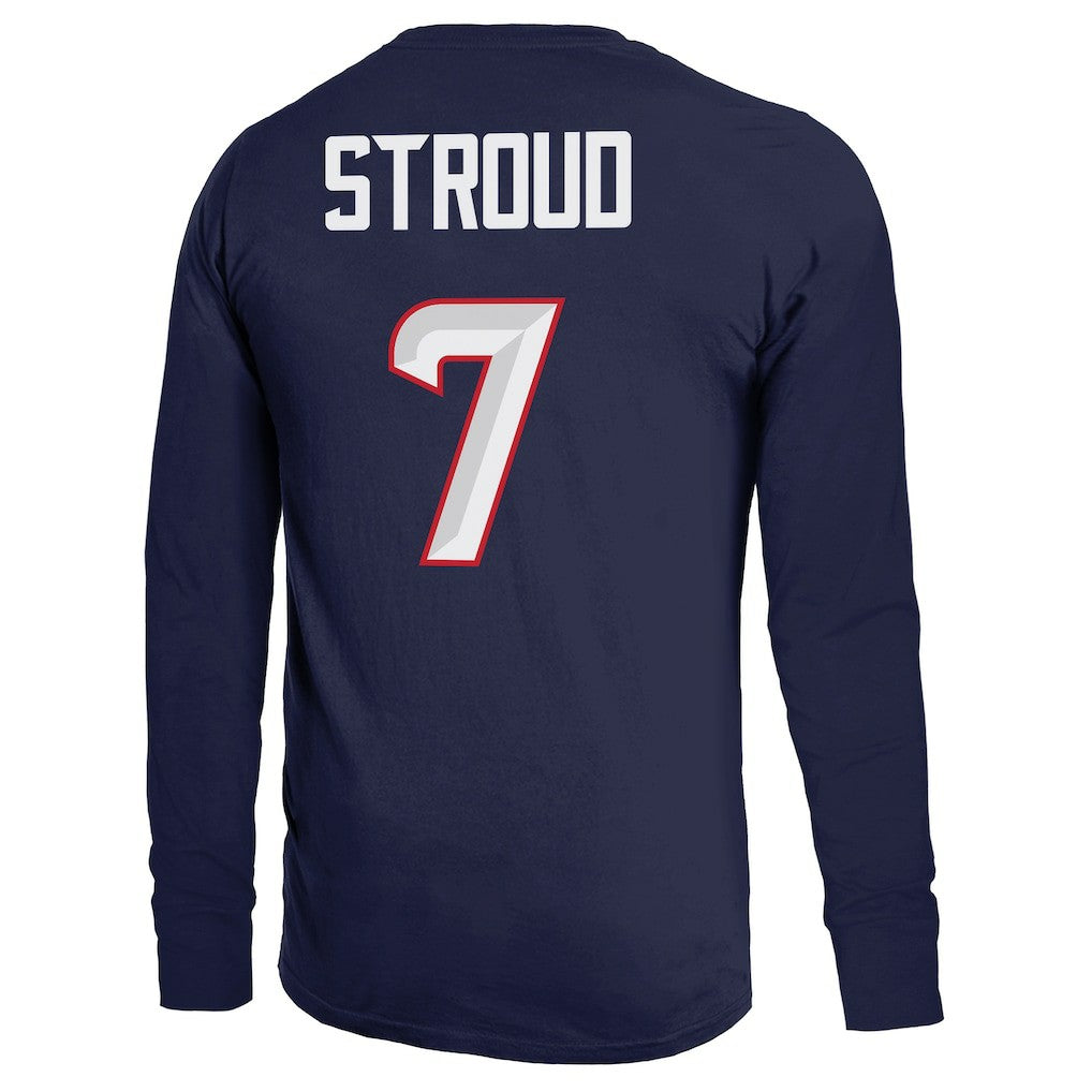 C.J. Stroud Houston Texans Majestic Threads Name & Number Non-Distressed Long Sleeve T-Shirt Navy | NFL