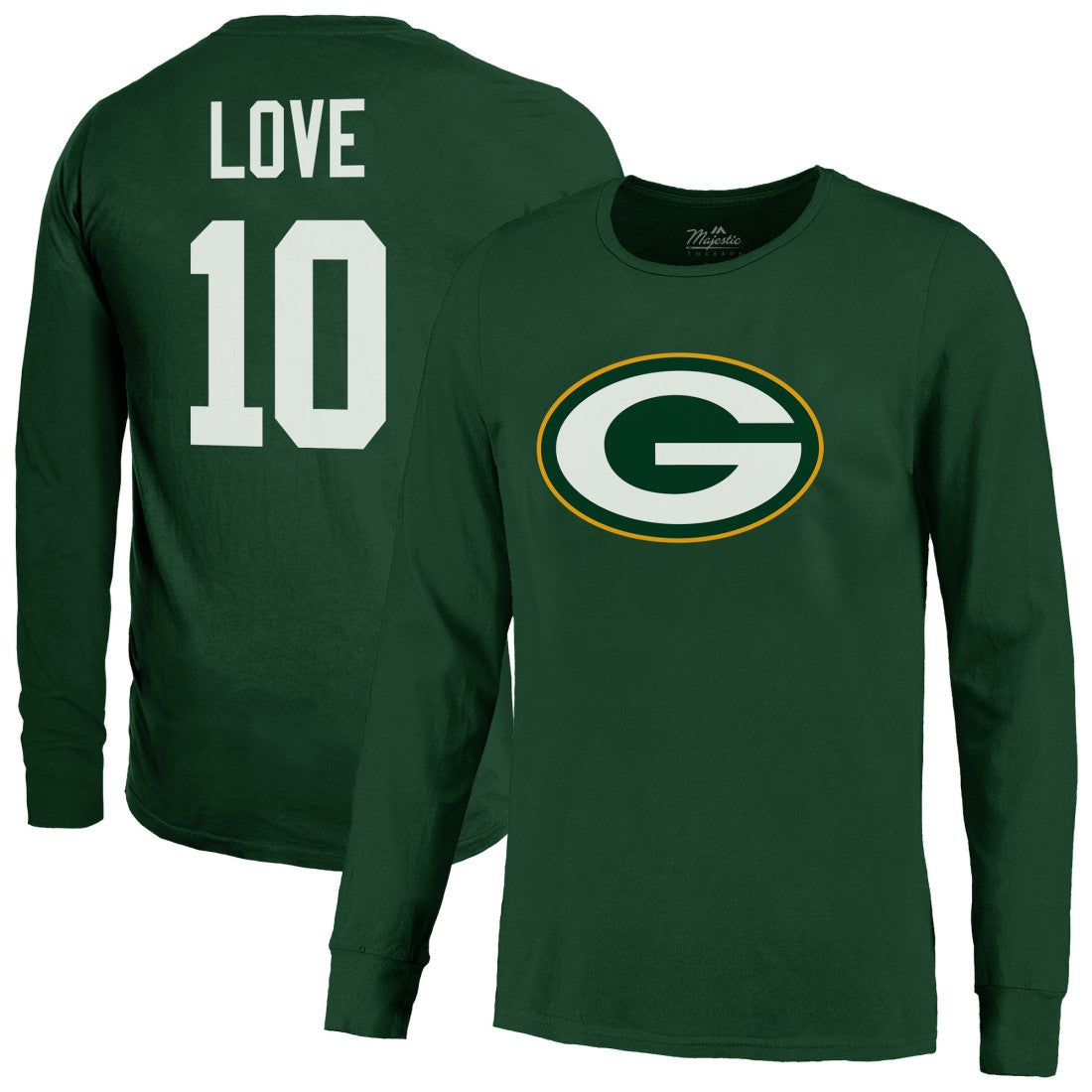 Jordan Love Green Bay Packers Majestic Threads Name & Number Long Sleeve T-Shirt Green | NFL