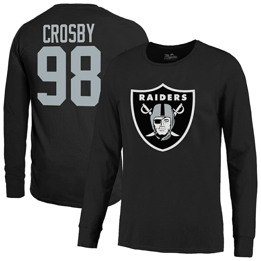 Maxx Crosby Las Vegas Raiders Majestic Threads Name & Number Non-Distressed Long Sleeve T-Shirt Black | NFL