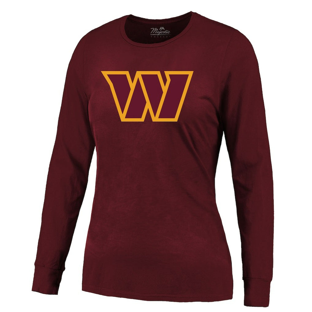 Jayden Daniels Washington Commanders Majestic Threads Women's Player Name & Number Long Sleeve T-Shirt Burgundy | NFL