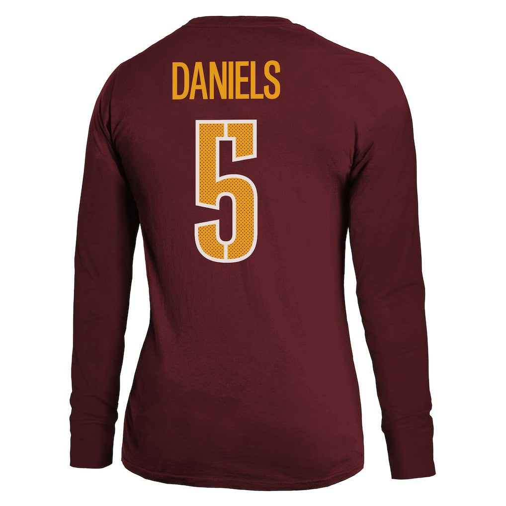 Jayden Daniels Washington Commanders Majestic Threads Women's Player Name & Number Long Sleeve T-Shirt Burgundy | NFL