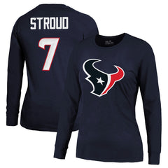 C.J. Stroud Houston Texans Majestic Threads Women's Player Name & Number Long Sleeve T-Shirt Navy | NFL