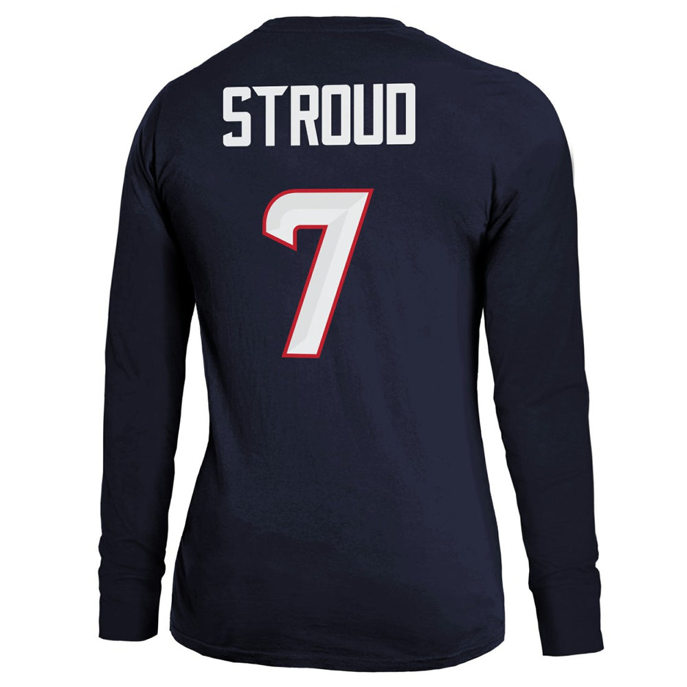 C.J. Stroud Houston Texans Majestic Threads Women's Player Name & Number Long Sleeve T-Shirt Navy | NFL