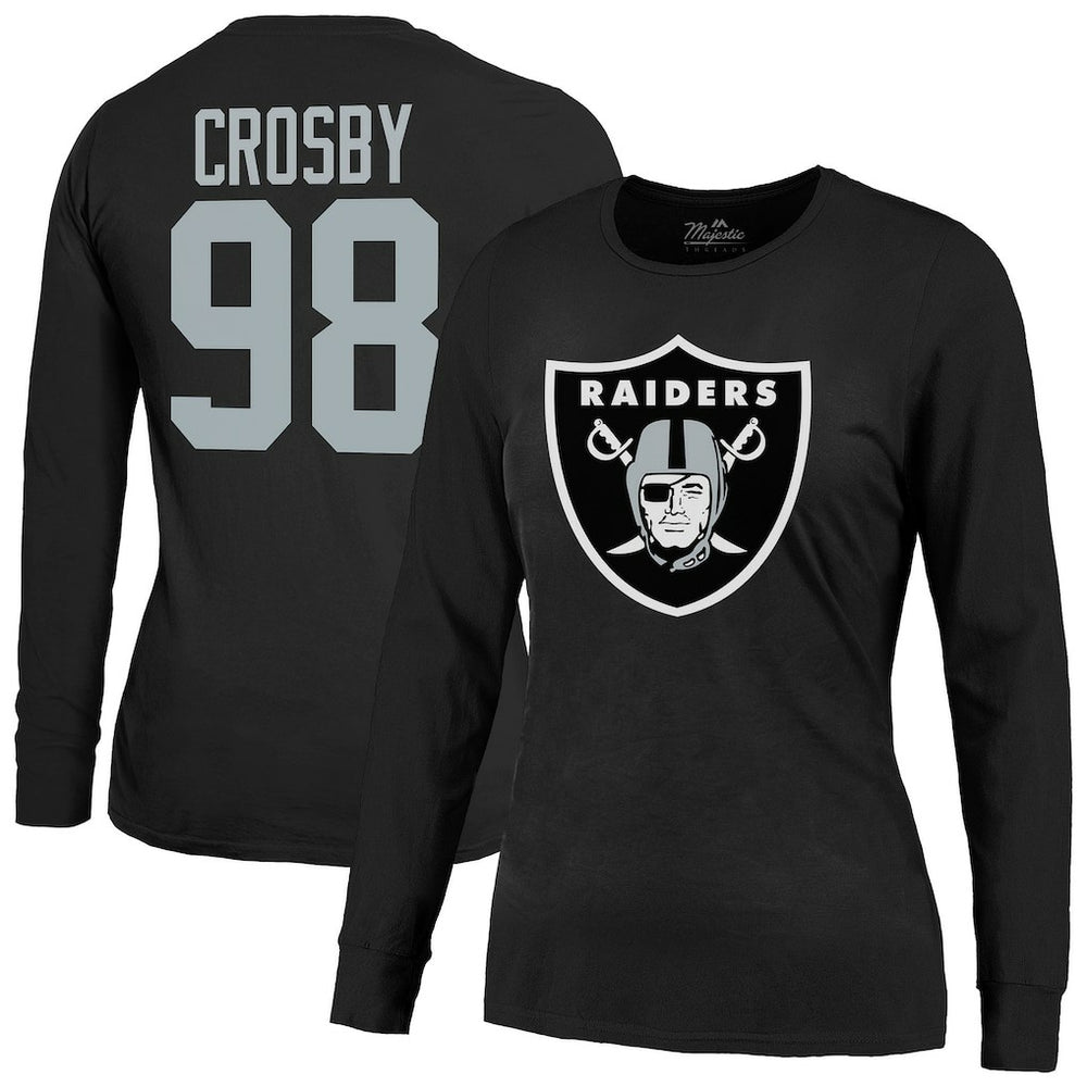 Maxx Crosby Las Vegas Raiders Majestic Threads Women's Player Name & Number Long Sleeve T-Shirt Black | NFL