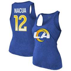 Puka Nacua Los Angeles Rams Majestic Threads Women's Name & Number Tri-Blend Scoop Neck Tank Top Royal | NFL