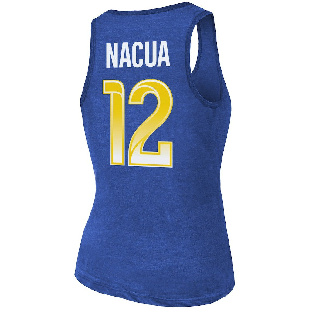 Puka Nacua Los Angeles Rams Majestic Threads Women's Name & Number Tri-Blend Scoop Neck Tank Top Royal | NFL
