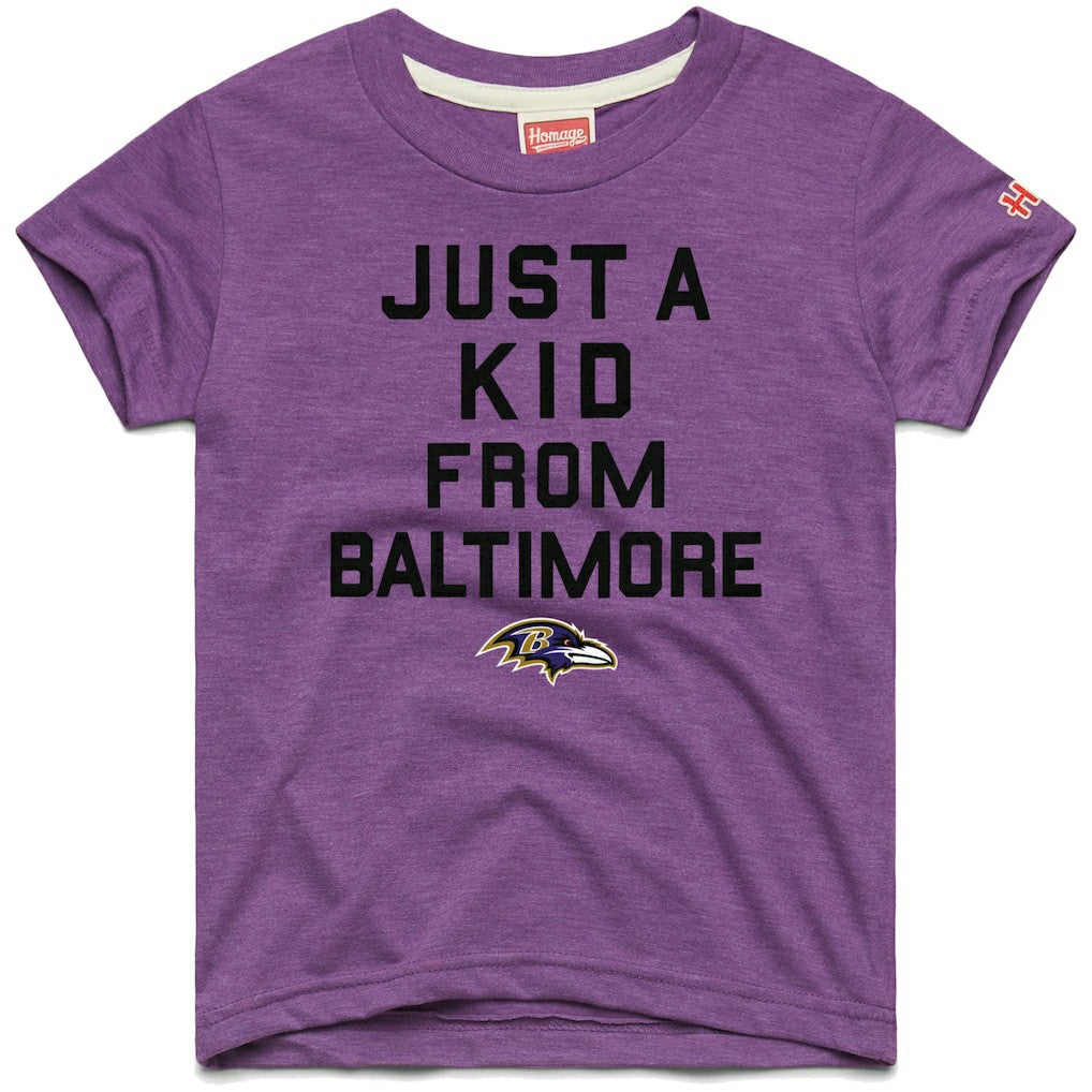 Baltimore Ravens Homage Youth Just a Kid Tri-Blend T-Shirt Purple | NFL