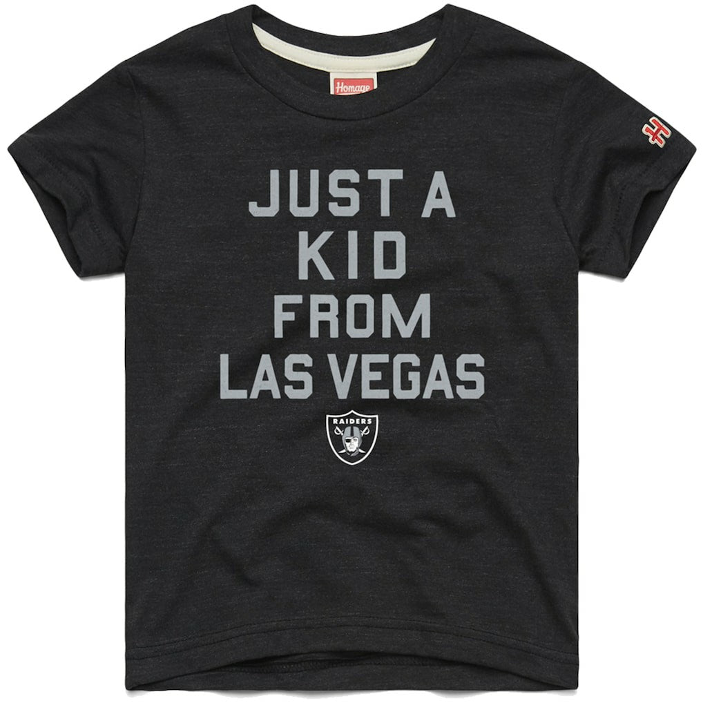 Las Vegas Raiders Homage Youth Just a Kid Tri-Blend T-Shirt Black | NFL