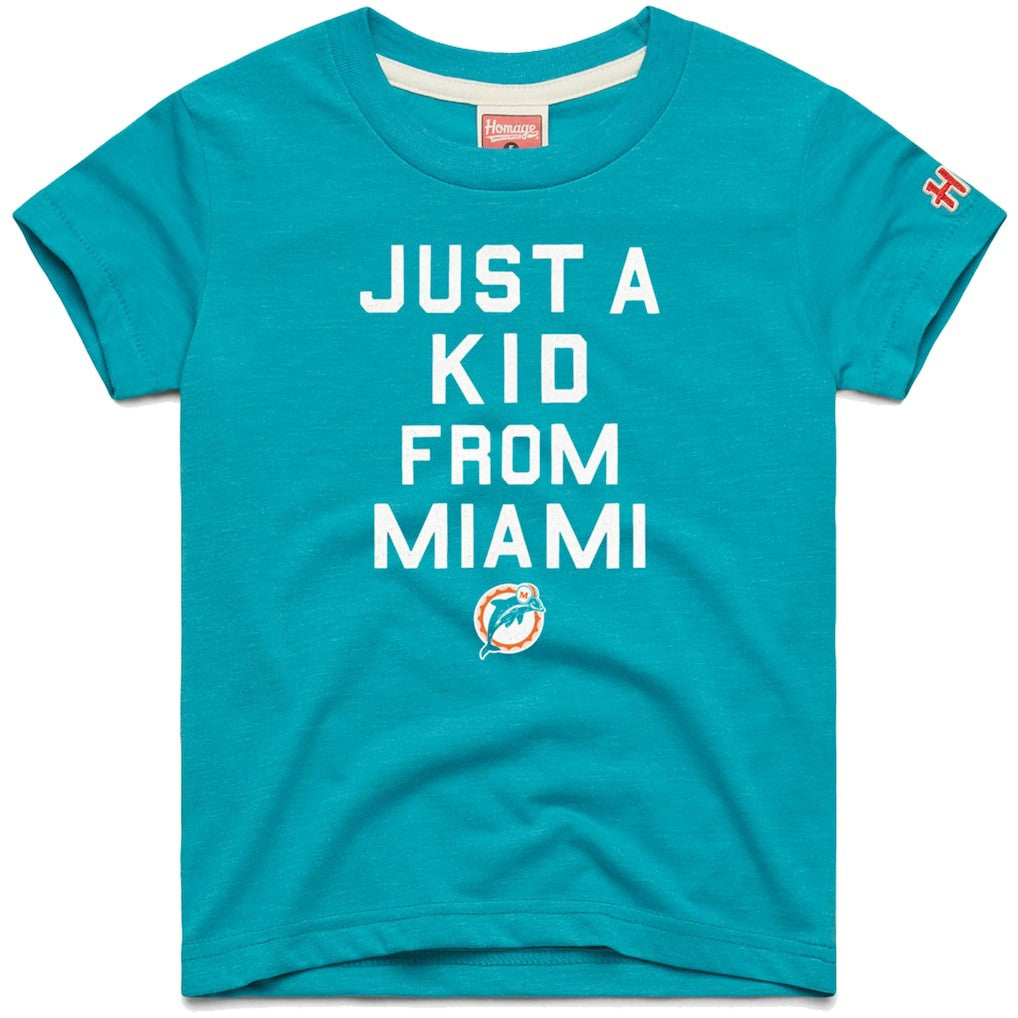 Miami Dolphins Homage Youth Just a Kid Tri-Blend T-Shirt Aqua | NFL