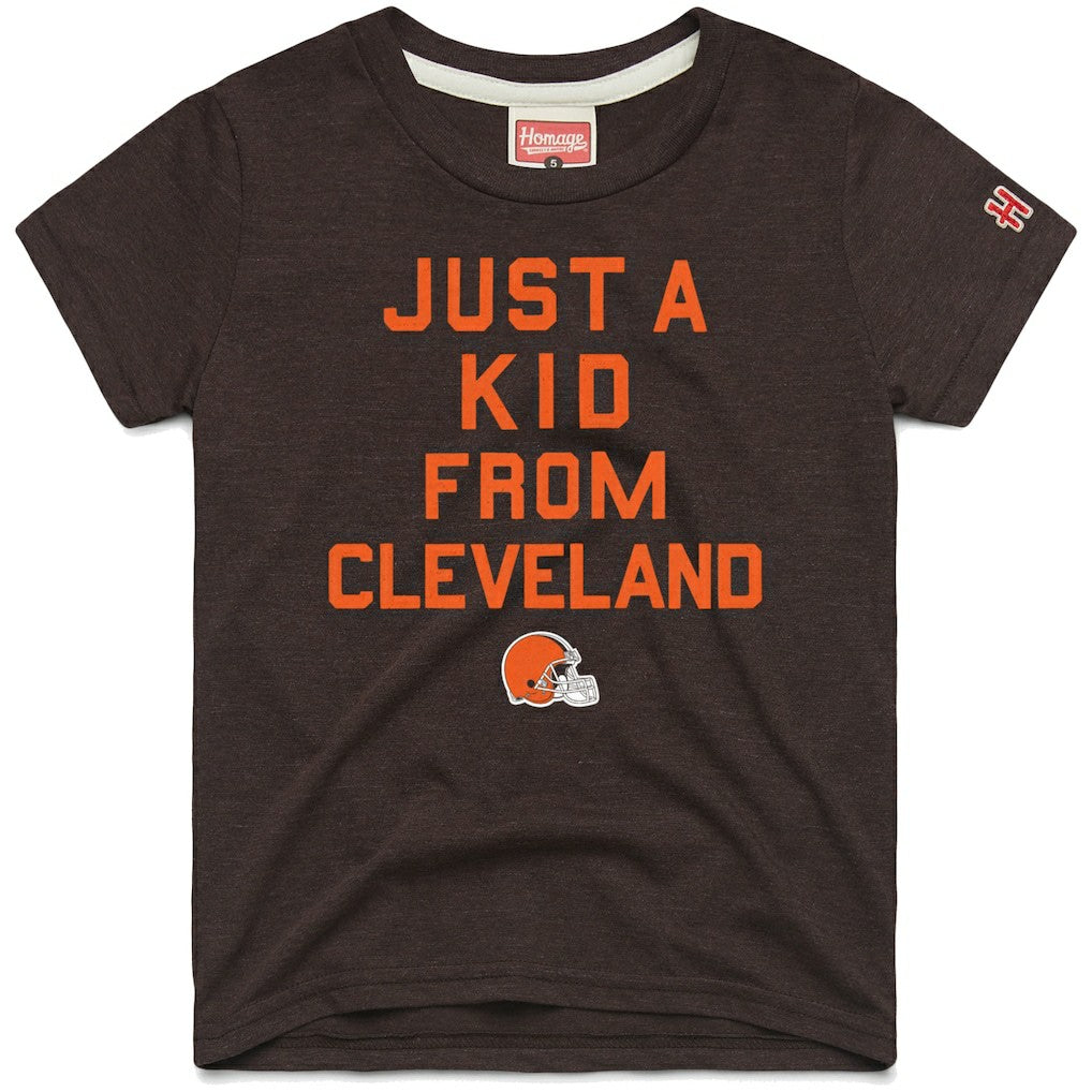 Cleveland Browns Homage Youth Just a Kid Tri-Blend T-Shirt Brown | NFL