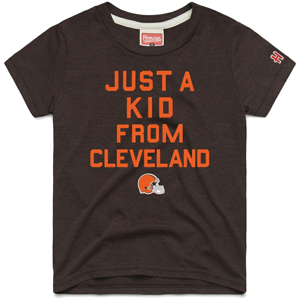 Cleveland Browns Homage Youth Just a Kid Tri-Blend T-Shirt Brown | NFL