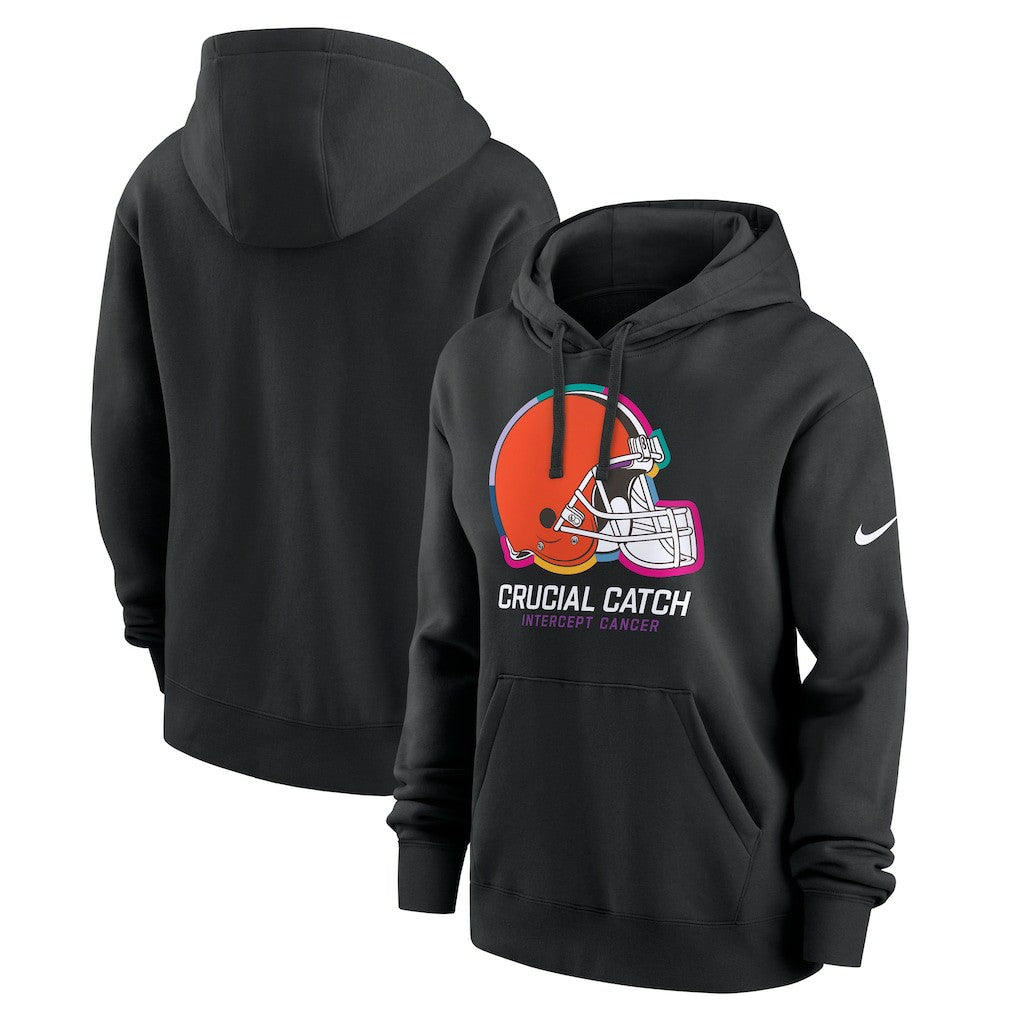 Cleveland Browns Women's 2024 NFL Crucial Catch Club Pullover Hoodie Black | Nike for Sale