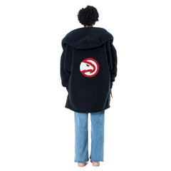 The Best Lounger in the World By Jill Martin Atlanta Hawks Unisex Black Oversized Open-Front Hoodie Sweater - NBA