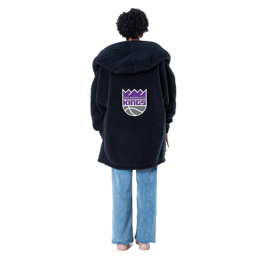The Best Lounger in the World By Jill Martin Sacramento Kings Unisex Black Oversized Open-Front Hoodie Sweater - NBA
