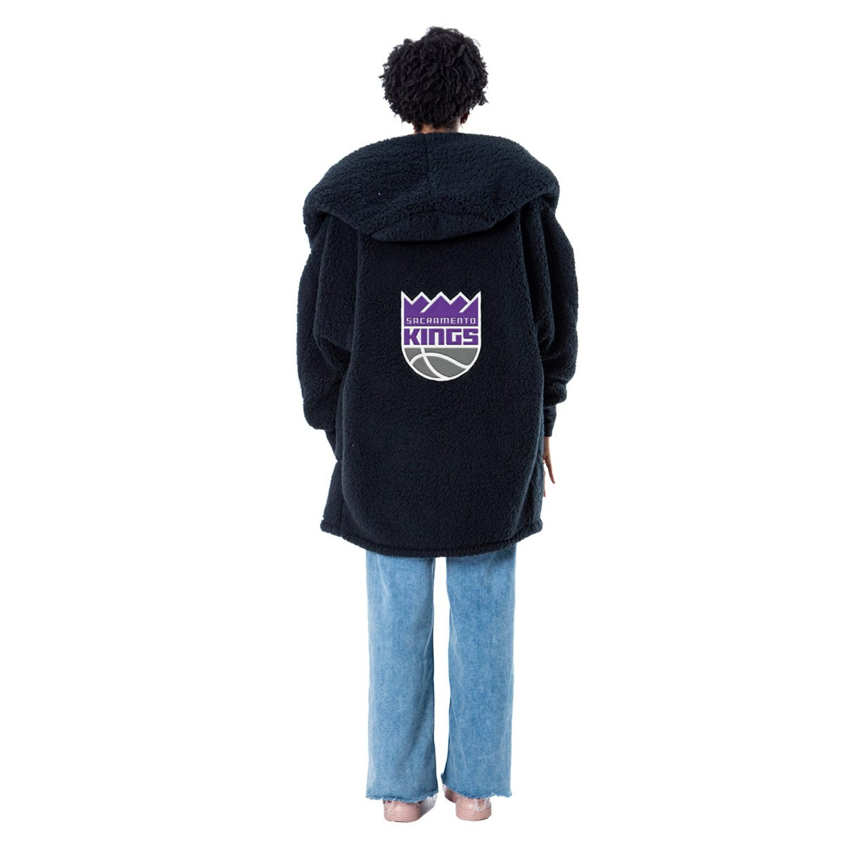 The Best Lounger in the World By Jill Martin Sacramento Kings Unisex Black Oversized Open-Front Hoodie Sweater - NBA